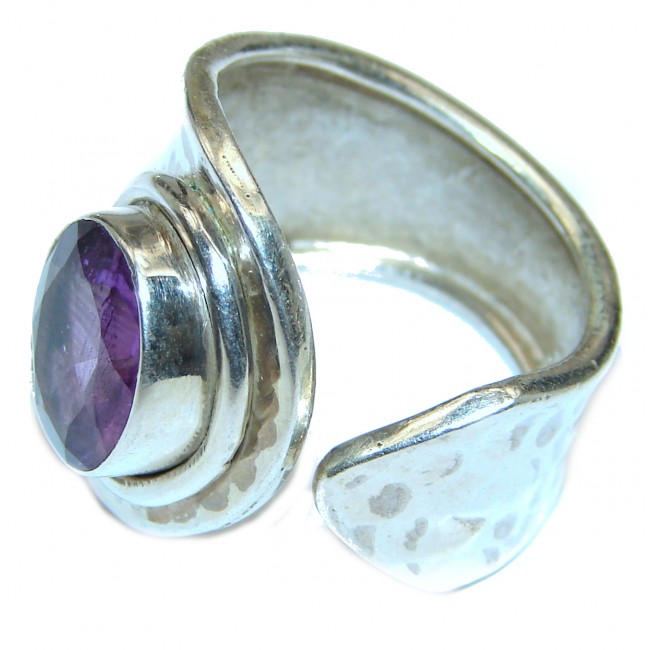 Spring Blooming Natural Amethyst .925 Sterling Silver handcrafted ring size 8