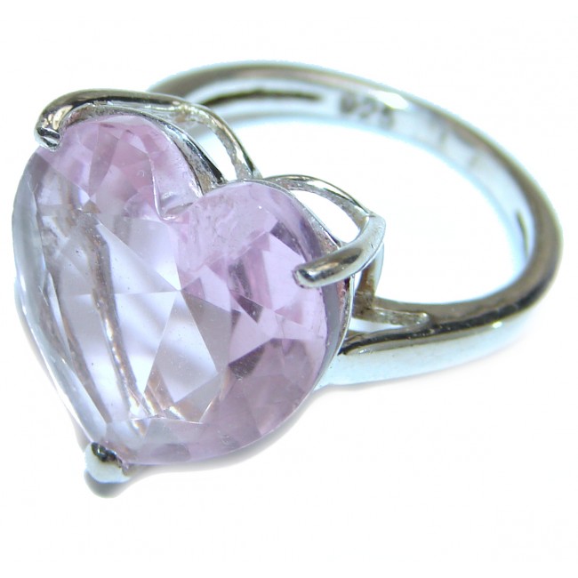 Spectacular genuine Pink quartz .925 Sterling Silver handcrafted Ring size 6 1/4