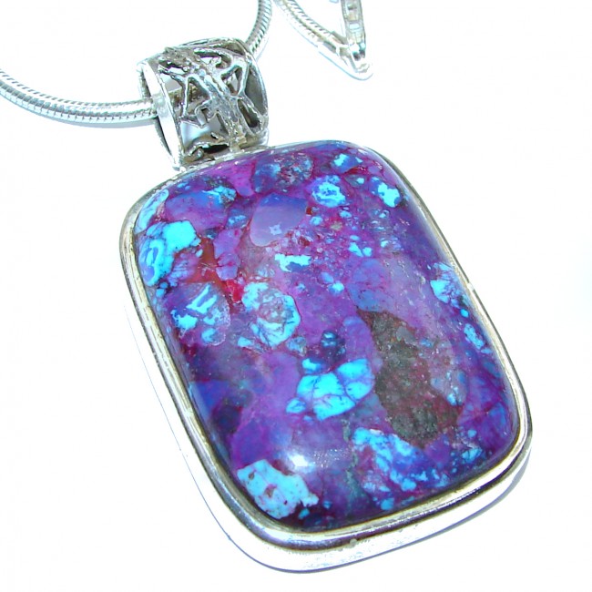 Unusal Style Purple Turquoise .925 Sterling Silver handmade necklace
