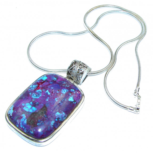 Unusal Style Purple Turquoise .925 Sterling Silver handmade necklace