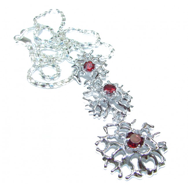 Vintage Design Genuine Garnet .925 Sterling Silver handmade necklace