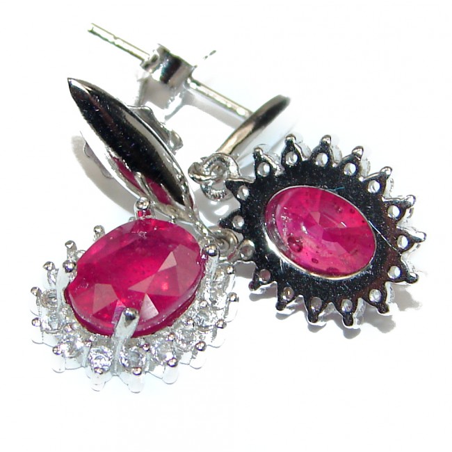 Vintage Style Authentic Ruby .925 Sterling Silver handmade earrings
