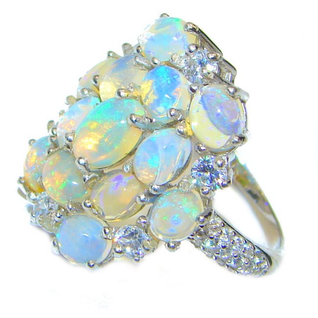 Dazzling natural Ethiopian Opal .925 Sterling Silver handcrafted ring size 8