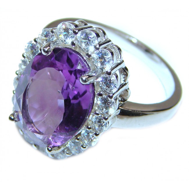 Purple African Amethyst Rose Gold over .925 Sterling Silver Ring size 7