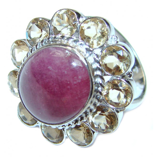 Large Genuine Kashmir Ruby .925 Sterling Silver handcrafted Statement Ring size 7