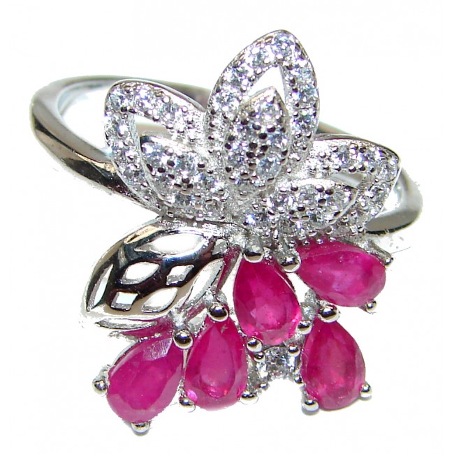 Amazing Color Ruby gold over .925 Sterling Silver handcrafted Statement Ring size 8 1/2
