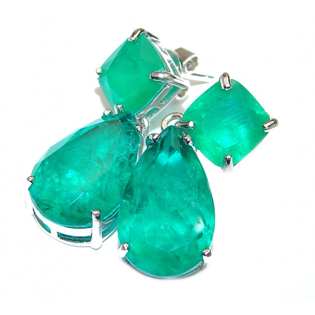 Modus Operandi Emerald .925 Sterling Silver entirely handmade earrings