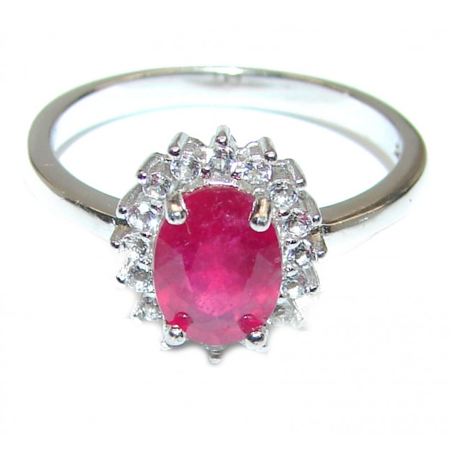 Vintage Beauty genuine Ruby .925 Sterling Silver Statement handcrafted ring; s. 7 3/4