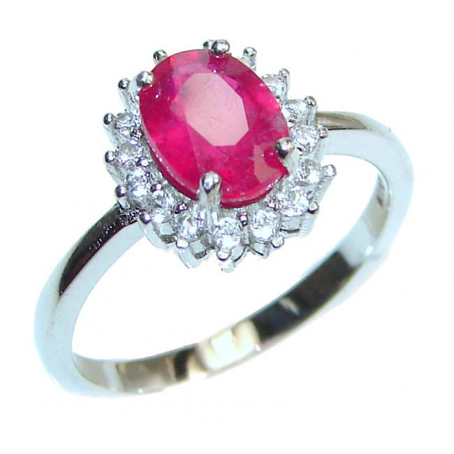 Vintage Beauty genuine Ruby .925 Sterling Silver Statement handcrafted ring; s. 7 3/4