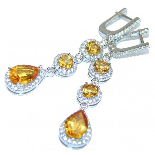 Vintage Beauty Spectacular quality Authentic Citrine .925 Sterling Silver handmade earrings