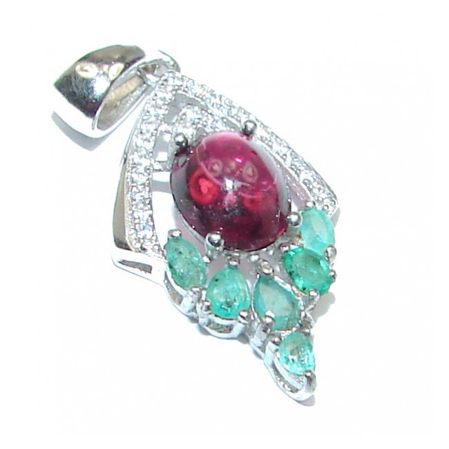 Posh Authentic Garnet Emerald .925 Sterling Silver Pendant