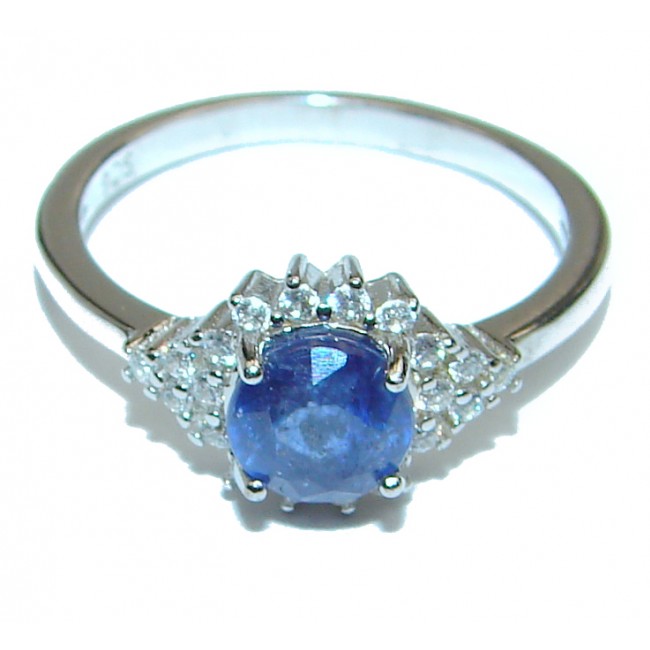 Dazzling natural Sapphire .925 Sterling Silver handcrafted ring size 5 3/4