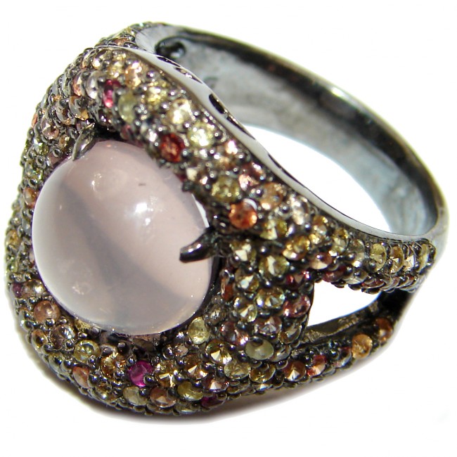 Rose Quartz Gold over .925 Sterling Silver brilliantly handcrafted ring s. 8 3/4