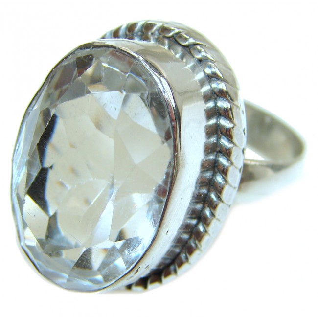 Fancy White Topaz .925 Sterling Silver handmade Ring s. 7 3/4