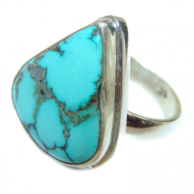 Large genuine American Turquoise .925 Sterling Silver ring; s. 7