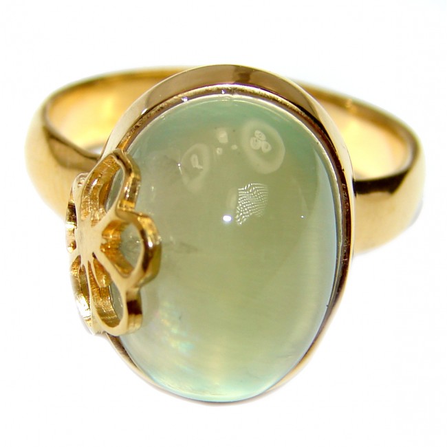 Sublime Moss Prehnite 14k Gold over .925 Sterling Silver ring; s. 8