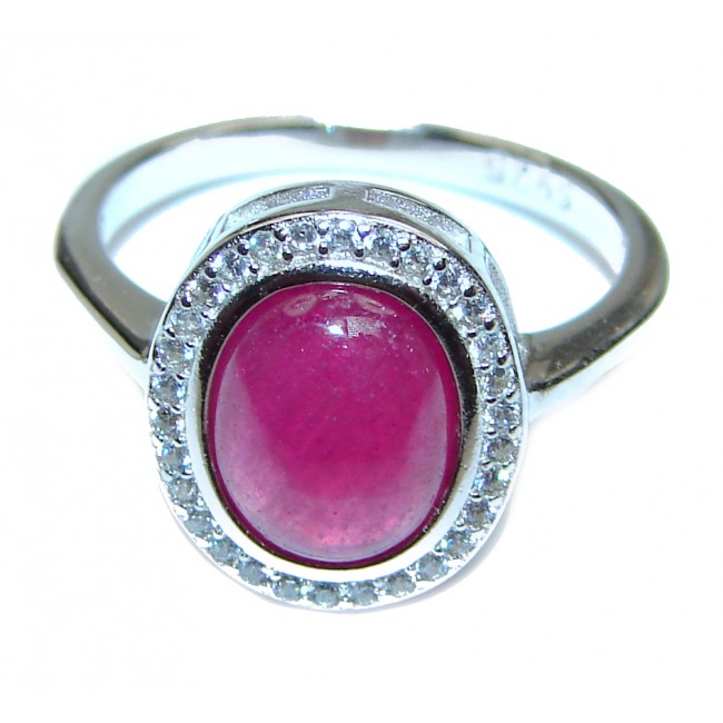 Amazing Color Ruby .925 Sterling Silver handcrafted Statement Ring size 6