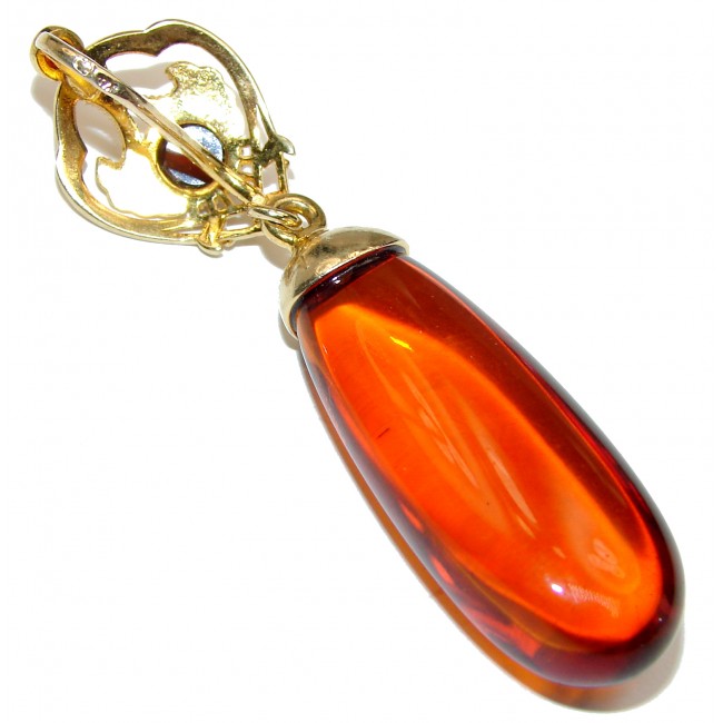 Angel's Heart amazing quality Amber .925 Sterling Silver handmade pendant