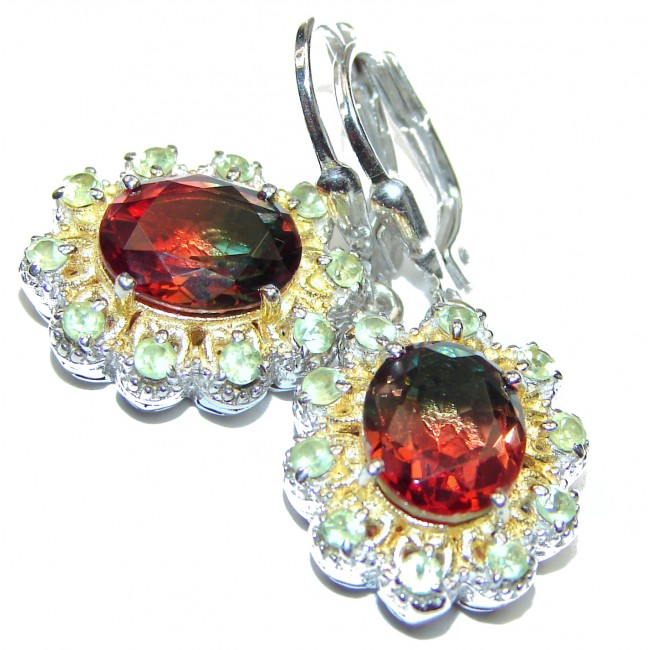 Precious Pink Tourmaline 18K Gold over .925 Sterling Silver entirely handmade earrings