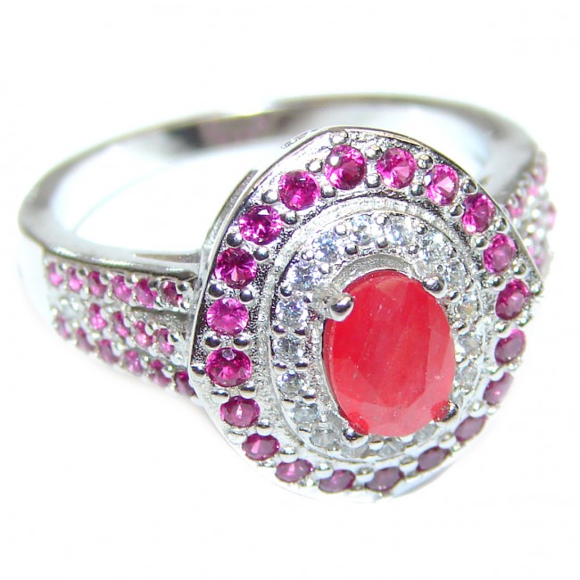 Amazing Color Ruby .925 Sterling Silver handcrafted Statement Ring size 8