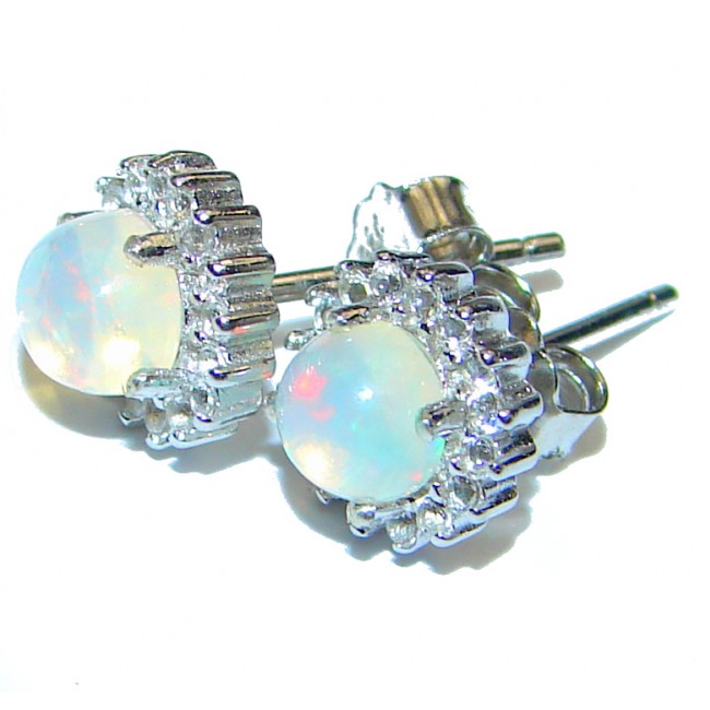 Ethiopian Hot Opal .925 Sterling Silver handcrafted stud earrings
