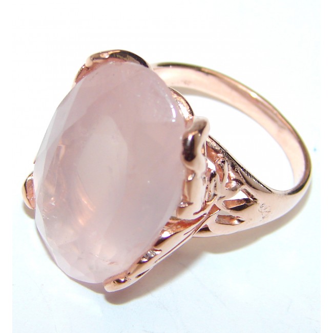 Pear Cut 55ctw Rose Quartz Rose Gold over .925 Sterling Silver brilliantly handcrafted ring s. 7
