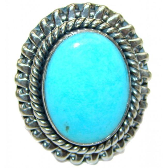 Sleeping Beauty Turquoise .925 Sterling Silver handcrafted ring; s. 7 adjustable