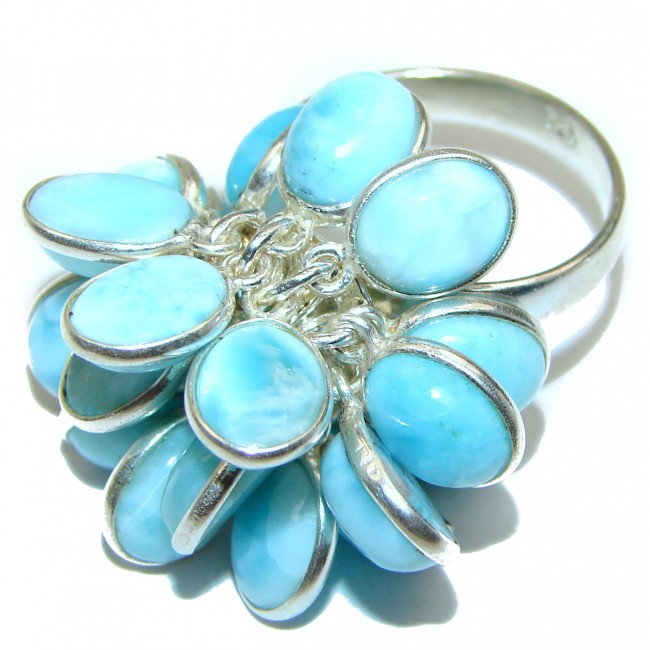 Fashion Beauty Larimar Sterling Silver cha -cha Ring s. 8 adjustable
