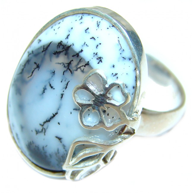 Top Quality Dendritic Agate .925 Sterling Silver hancrafted Ring s. 8