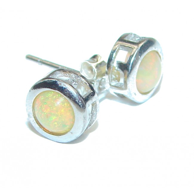 Ethiopian Hot Opal .925 Sterling Silver handcrafted stud earrings