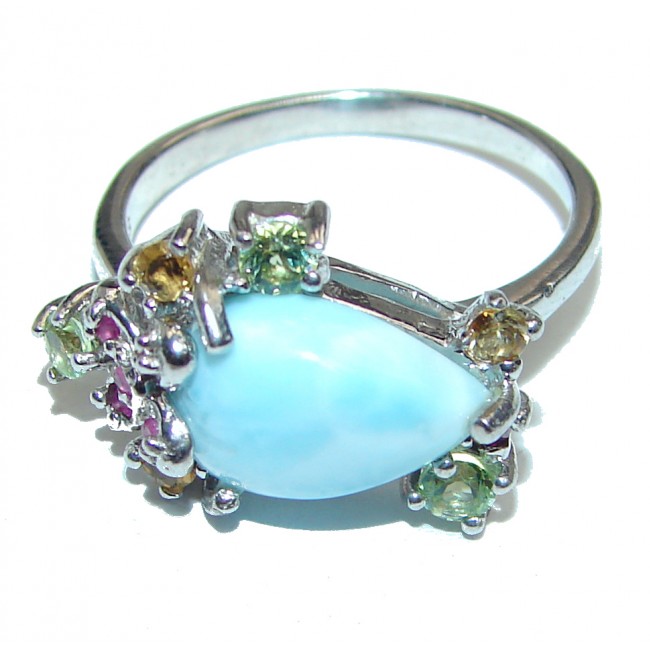 Real Beauty Natural Larimar .925 Sterling Silver handcrafted Ring s. 8