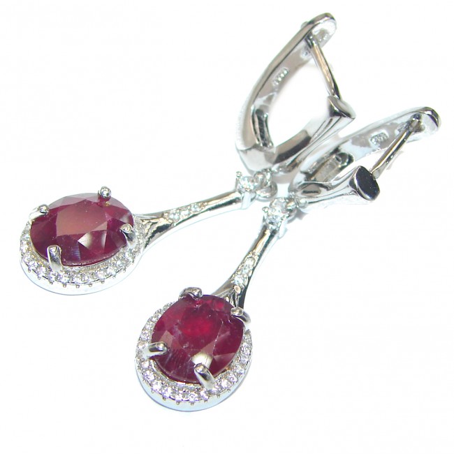 Authentic Ruby .925 Sterling Silver handmade LARGE earrings