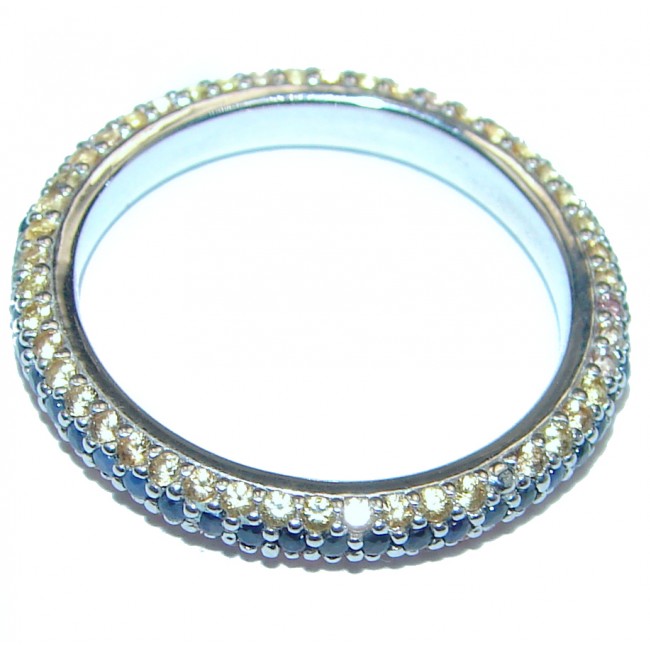Exotic Multicolor Sapphire .925 Silver Ring s. 8