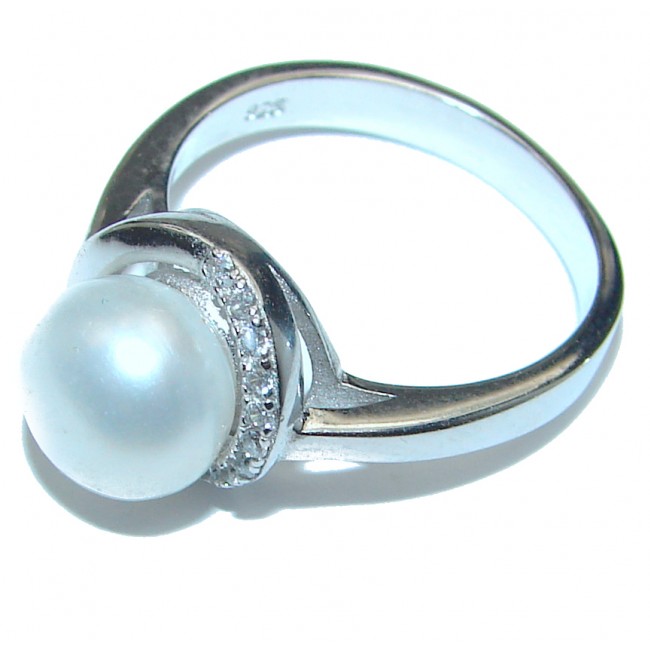 Pearl .925 Sterling Silver handmade ring size 6