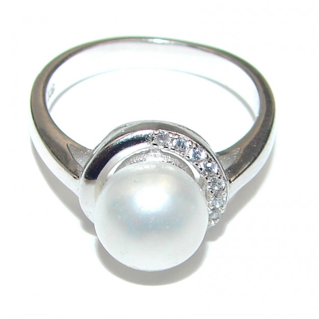 Pearl .925 Sterling Silver handmade ring size 6