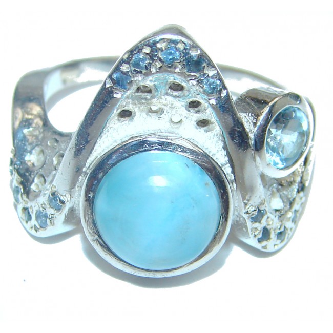 Larimar .925 Sterling Silver handcrafted Ring s. 6 1/4