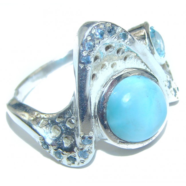 Larimar .925 Sterling Silver handcrafted Ring s. 6 1/4