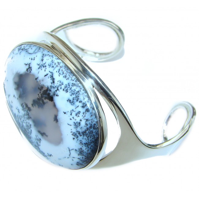 Huge Dendritic Agate highly polished .925 Sterling Silver handcrafted Cuff/Bracelet