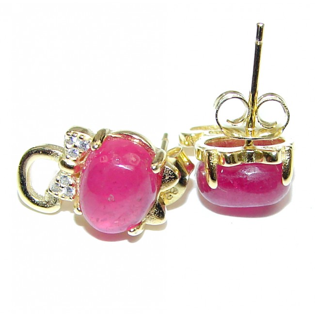 Cute Cats Authentic Ruby .925 Sterling Silver handmade earrings