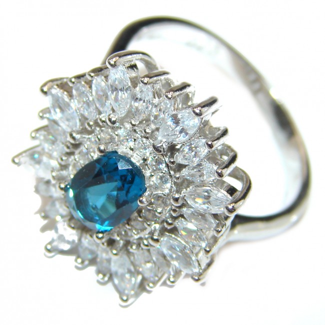 Incredible 22ctw London Blue Topaz .925 Sterling Silver Statement Ring s. 8