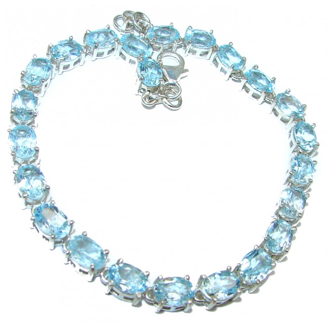 True Fine Art Swiss Blue Topaz .925 Sterling Silver handcrafted Bracelet