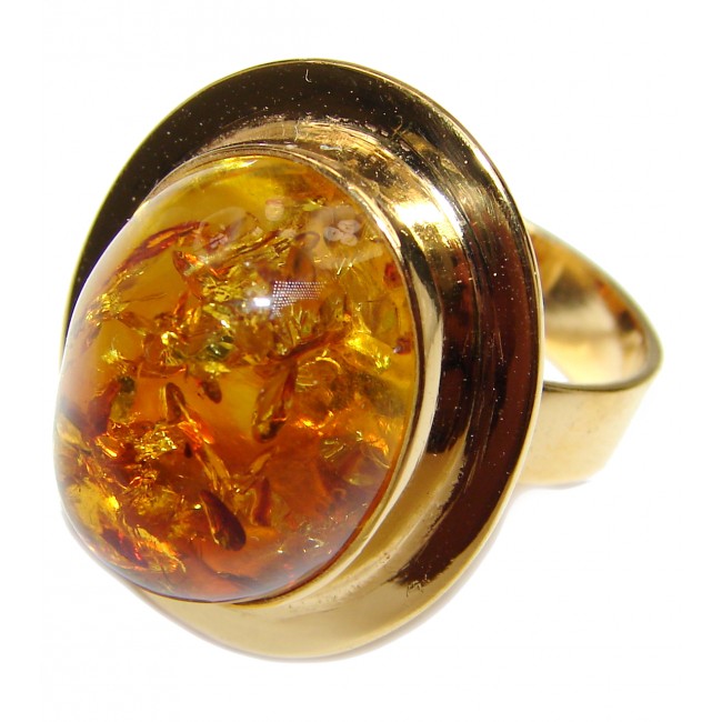 Excellent Vintage Design Baltic Amber .925 Sterling Silver handcrafted Ring s. 8 1/4