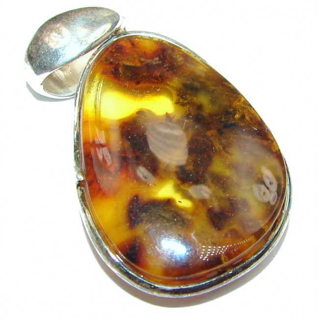 Huge Natural Baltic Honey Amber .925 Sterling Silver handmade Pendant