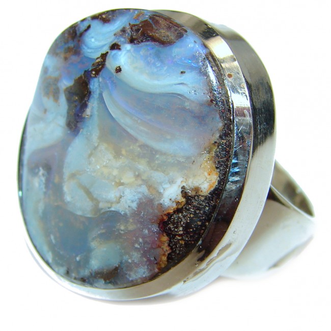 Australian Boulder Opal .925 Sterling Silver handcrafted ring size 7
