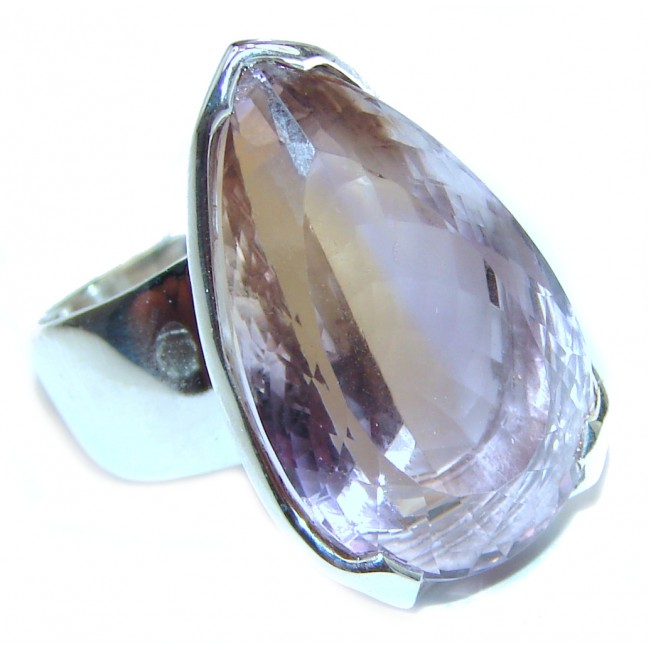Large Royal style Natural Ametrine .925 Sterling Silver handcrafted ring size 8