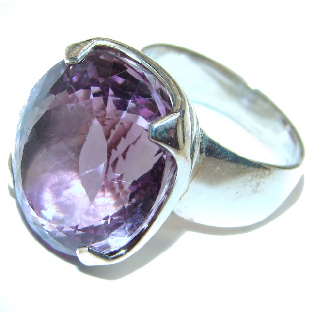 Victorian Style genuine Pink Amethyst .925 Sterling Silver handcrafted Ring size 8