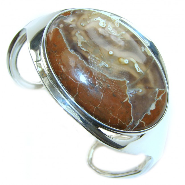 Bohemian Style Excellent quality Butterfly wing Jasper .925 Sterling Silver Bracelet / Cuff