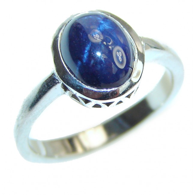Royal quality unique Blue Star Sapphire .925 Sterling Silver handcrafted Ring size 6