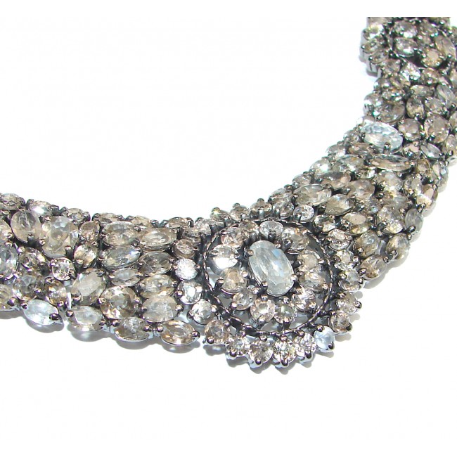 Incredible Design Champagne Topaz .925 Sterling Silver handmade necklace