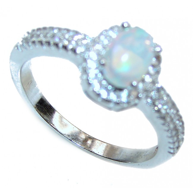 Dazzling natural Ethiopian Opal .925 Sterling Silver handcrafted ring size 8